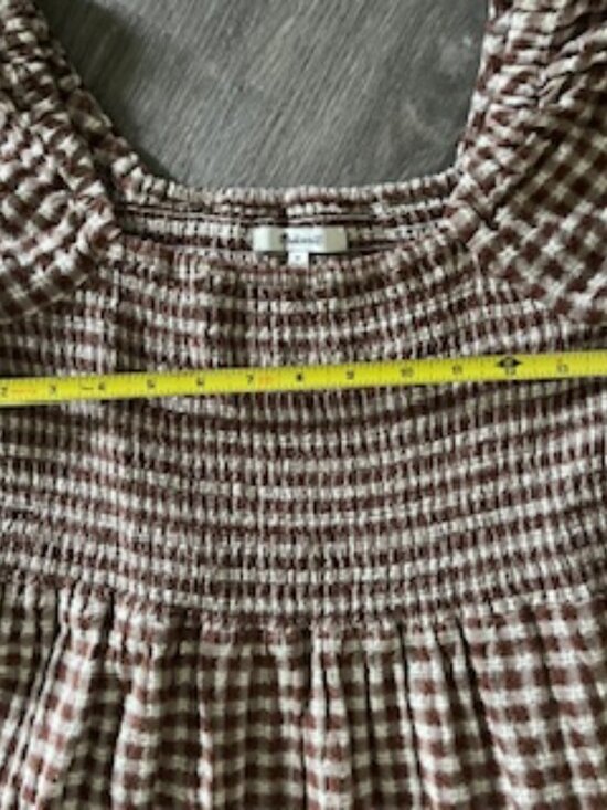 Madewell Lucie Elbow-Sleeve Smocked Gingham Midi Dress Two Pockets Women's M - Picture 9 of 15